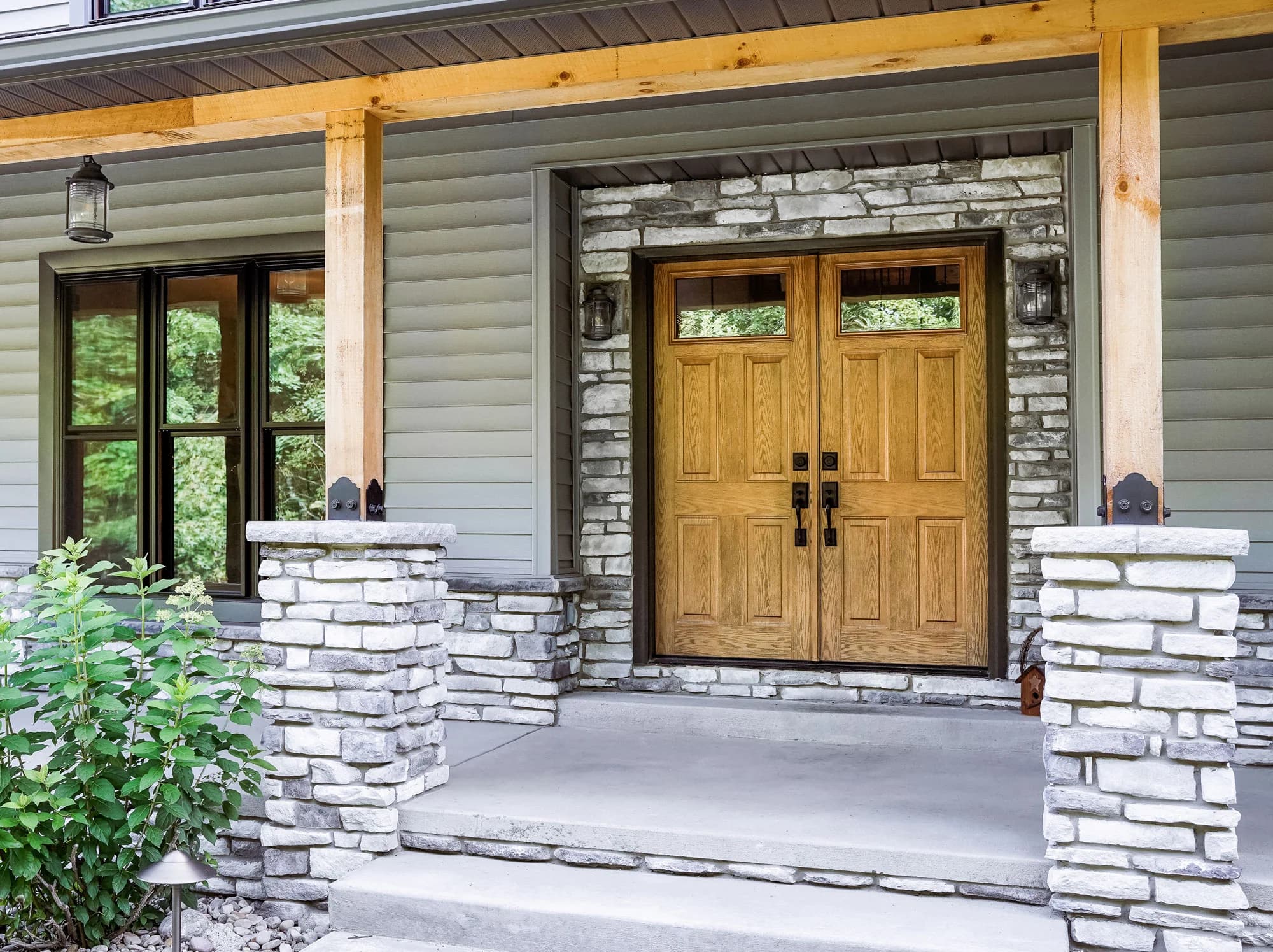 ProVia Legacy entry door in dark oak, installed by Modern Exterior Systems