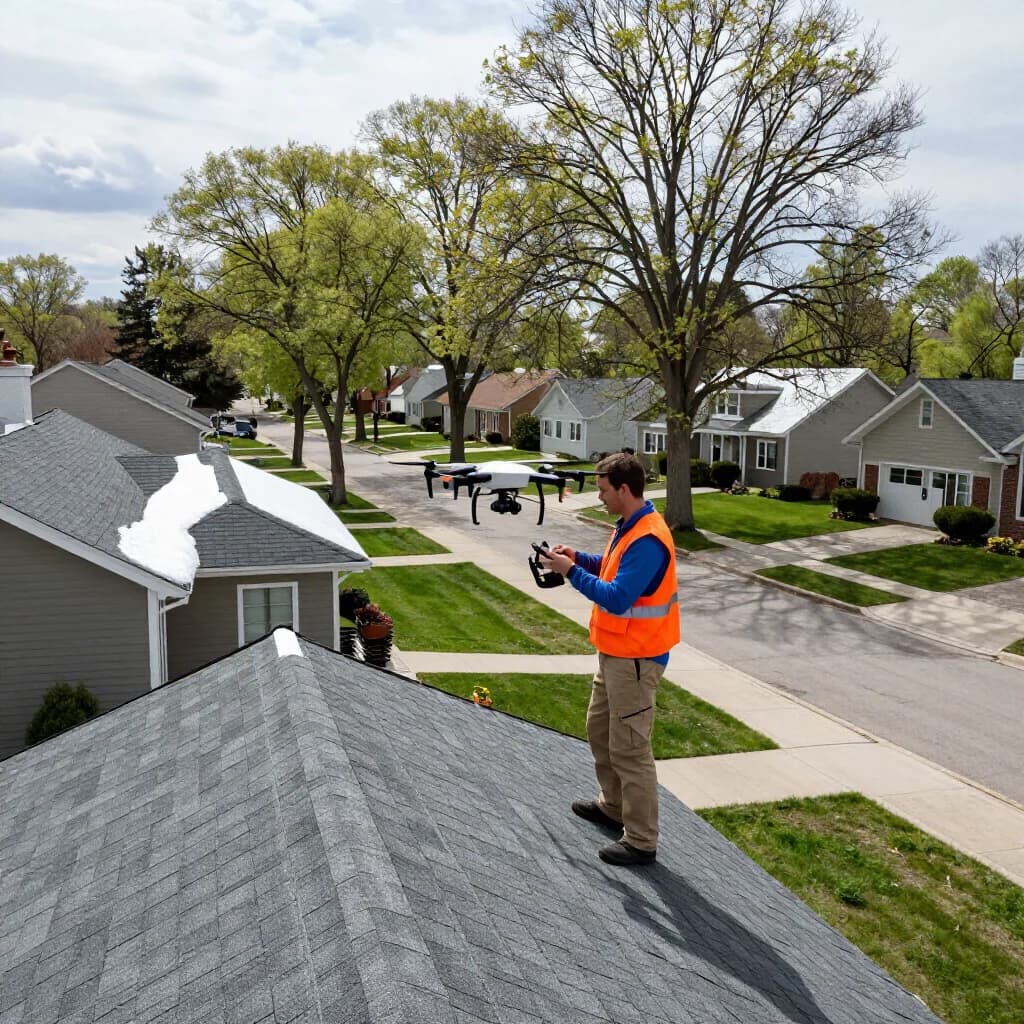 Modex technician inspecting an asphalt shingle roof in the Twin Cities