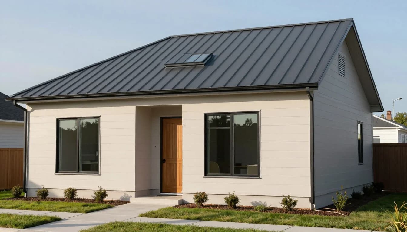 Modern home with standing seam metal roofing near Prior Lake