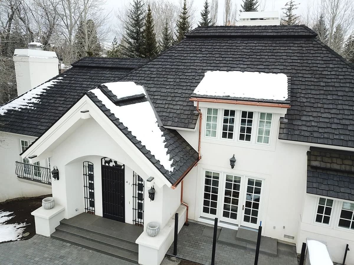 Cedar shake-style roofing on a Twin Cities home