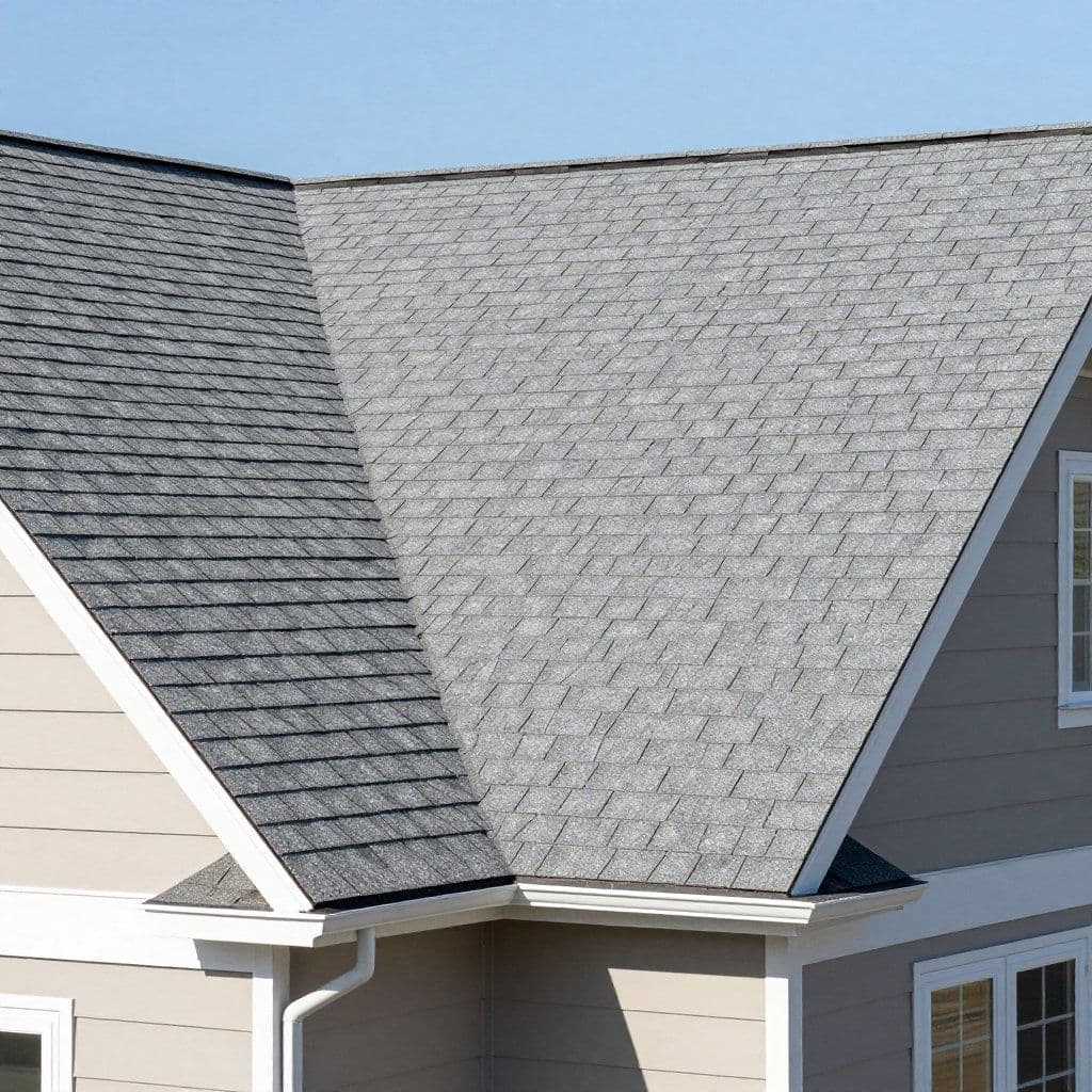Asphalt shingle roof field — the type of installation where chimney flashing fails first
