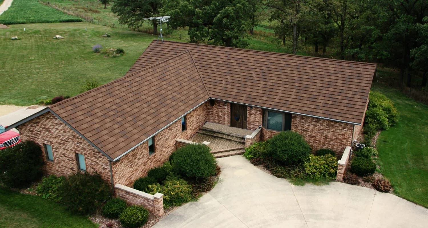 DECRA Shake XD stone-coated steel roofing in Antique Chestnut